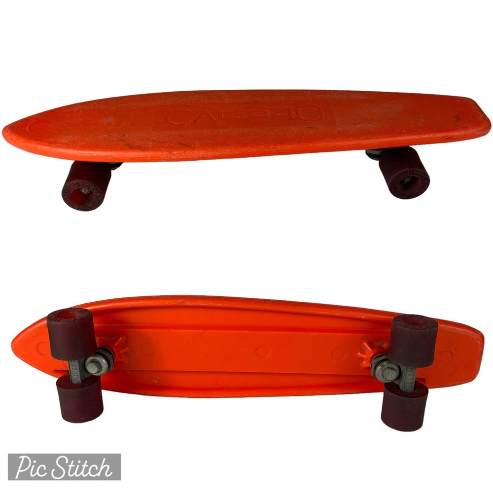 Vintage Skateboard CAL-240 Universal Grabbed Trucks & Wheels Orange Made in USA